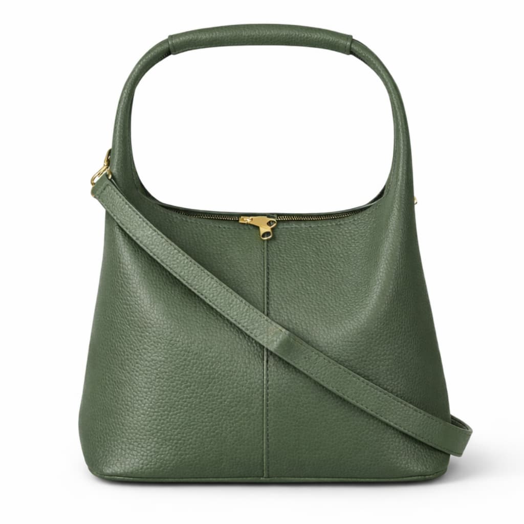 Bolsa Feminina Média Tiracolo Alça De Mão E Transversal Detalhe Dourado Estruturado Elegante Moderna