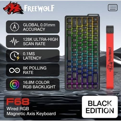 Teclado Gamer Free Wolf F68/F75/M96 Magnético 8k Polling Rate Rgb