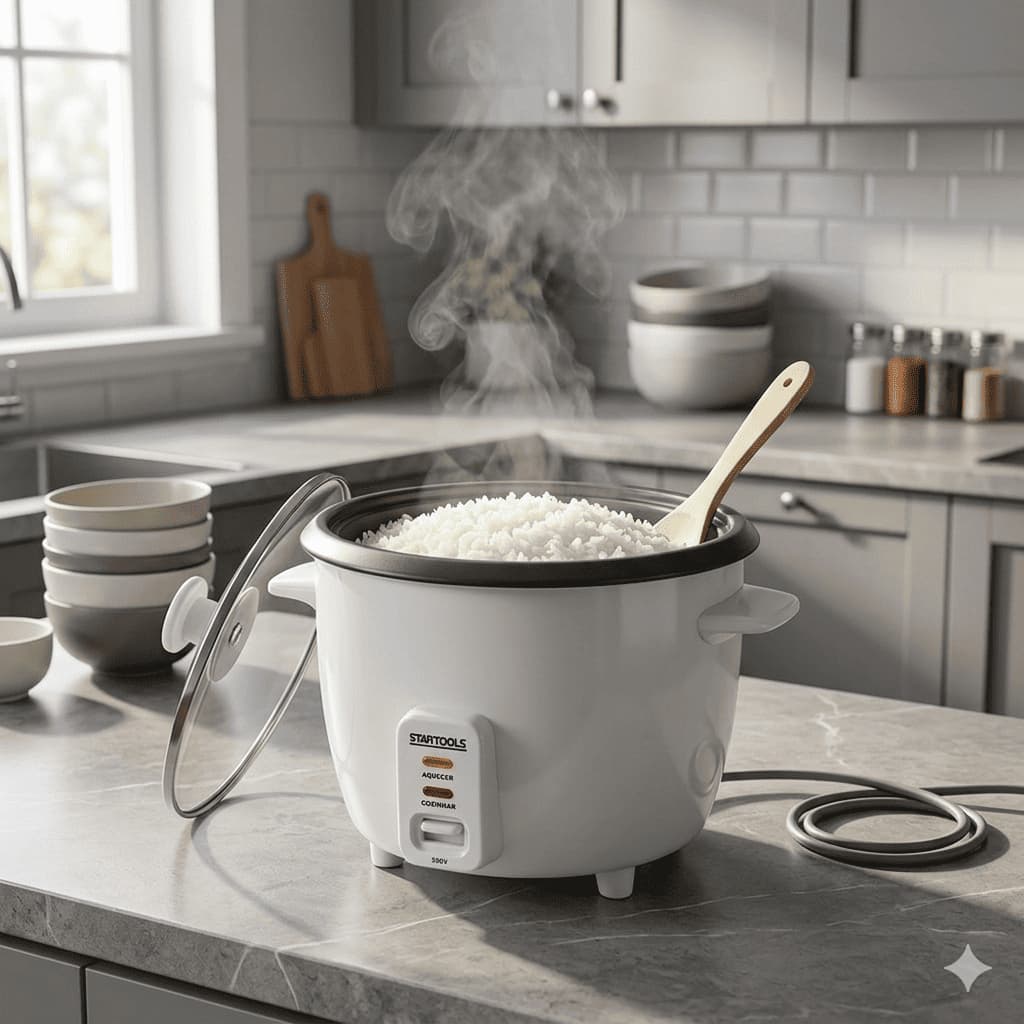 Panela De Arroz Elétrica 1,3L Branca 220V Antiaderente Promoção
