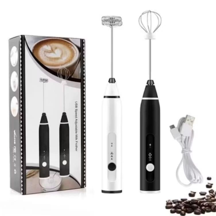 Batedor Misturador Mixer Elétrico Para Bebidas Leite Café Clara de Ovo 2 em 1 inox Portátil