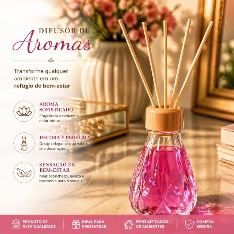 Difusor de Ambientes Lavanda / Orquídea Negra/ Ameixa Dourada/ Chá Branco/ Pitaya/ Pistache 100ml