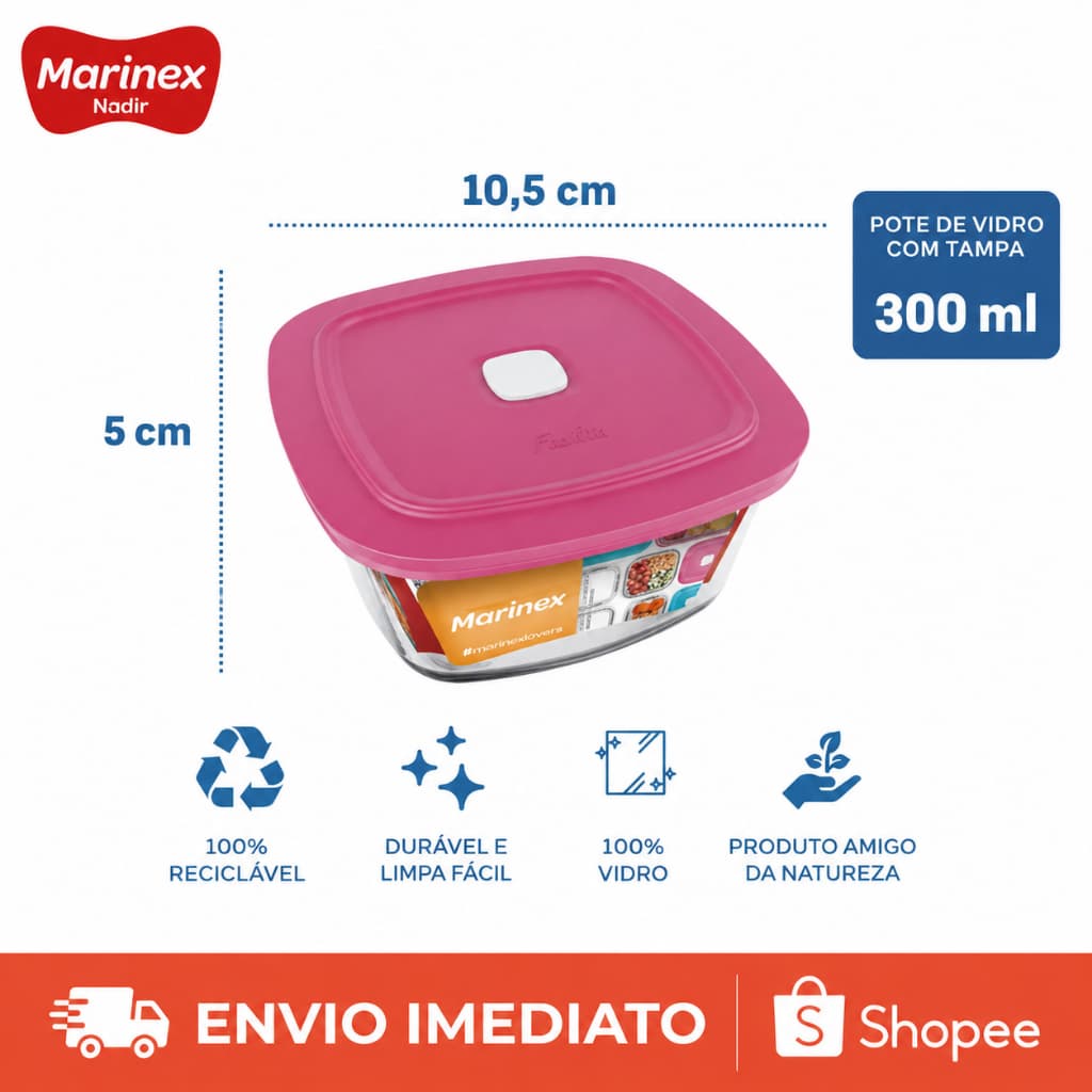 Pote De Vidro Com Tampa Marinex Pote Hermetico Vidro 300ml Tigela de Vidro Marmita De Vidro 300ml