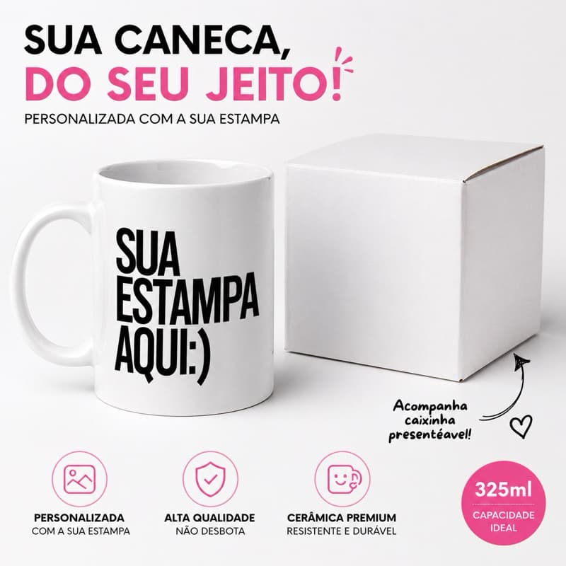Caneca com Foto, frase, estampa Personalizada | Ideal para Presente Especial