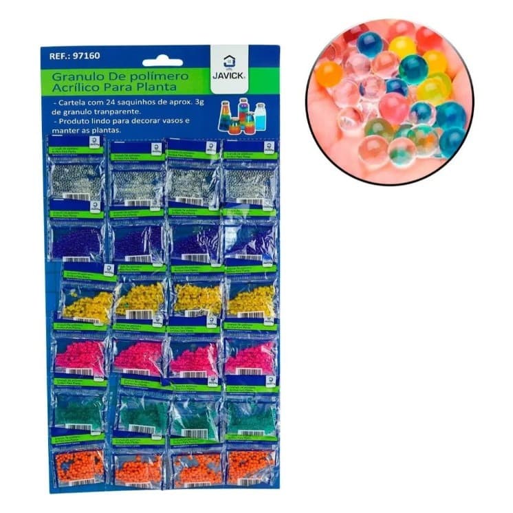 Bolinha Gel Cresce na Água 24 Un CrystalDrop Orbs Decorativo Para Plantas Vasos Festa Orbe Hidrogel