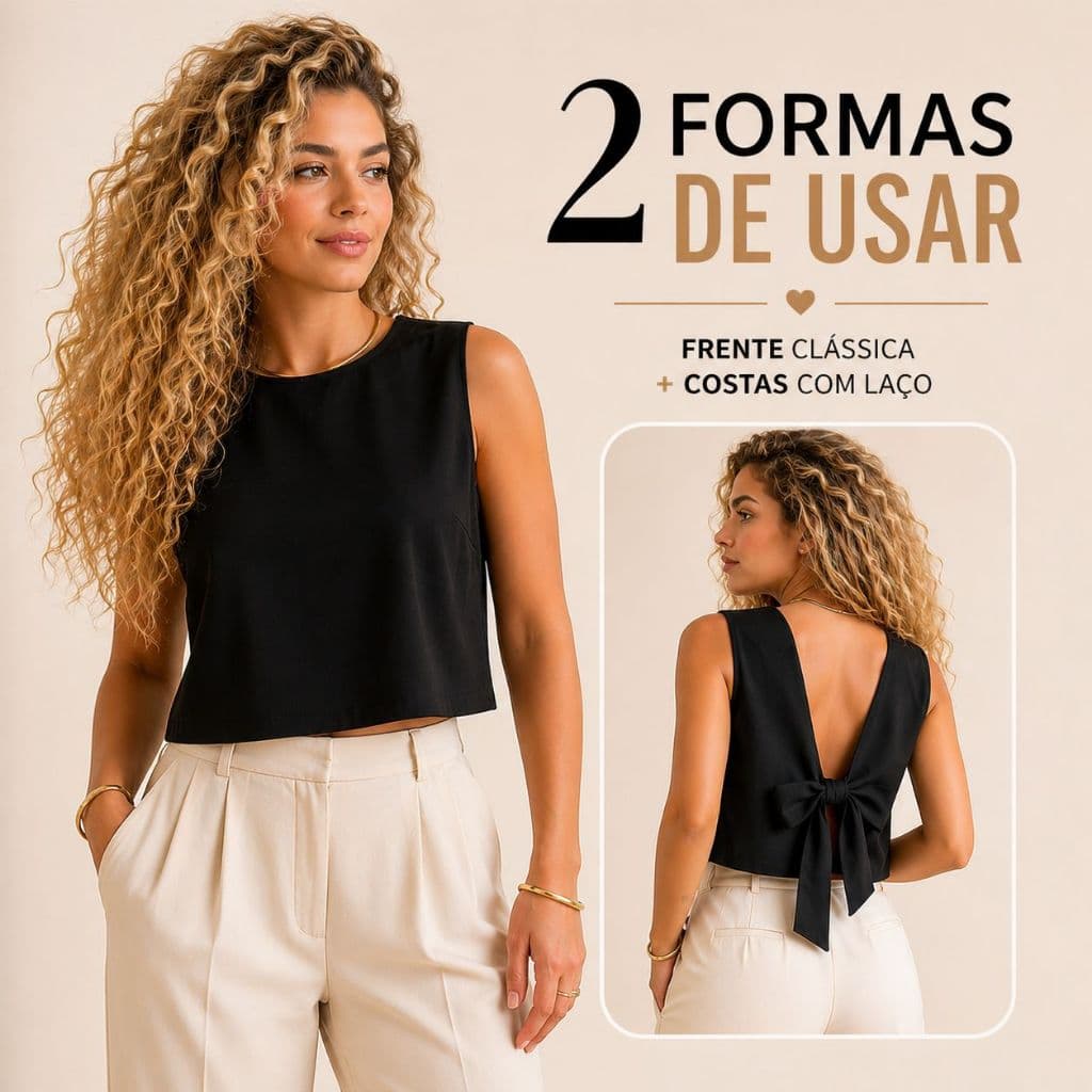 Cropped Alfaitaria Premium Com Amarração Nas Costas Elegante Confortável do 38 aso 46 moda 2026