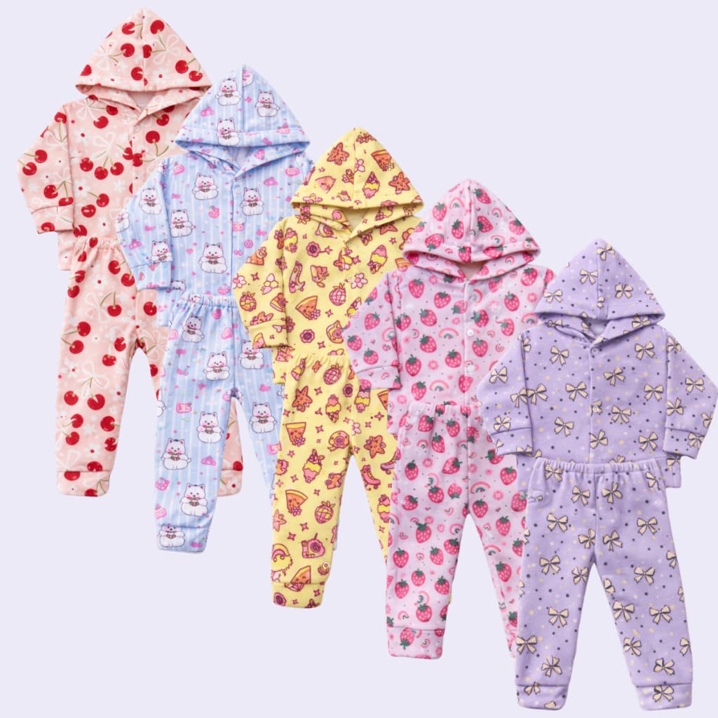 Kit 10 Peças de Roupa Conjunto Infantil Inverno Soft Bebê Menina e Menino (5 Conjuntos)