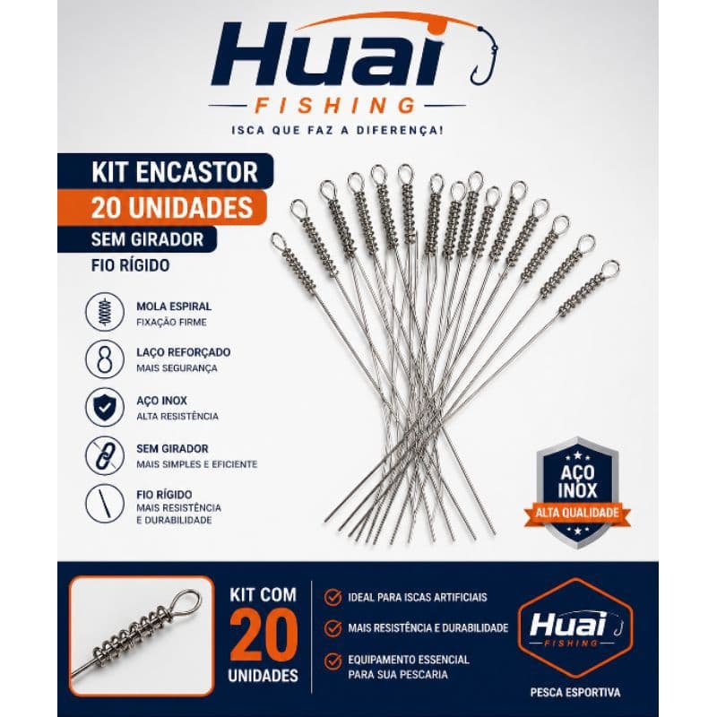 ENCASTOR PARA PESCA KIT 20 UNIDADES  FIO RIGÍDO (VARIOS MODELOS)