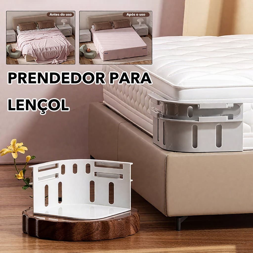 Kit 4pcs Prendedor de Lençol Antideslizante – Fixador de Cama Ajustável, Fita Sem Pregos