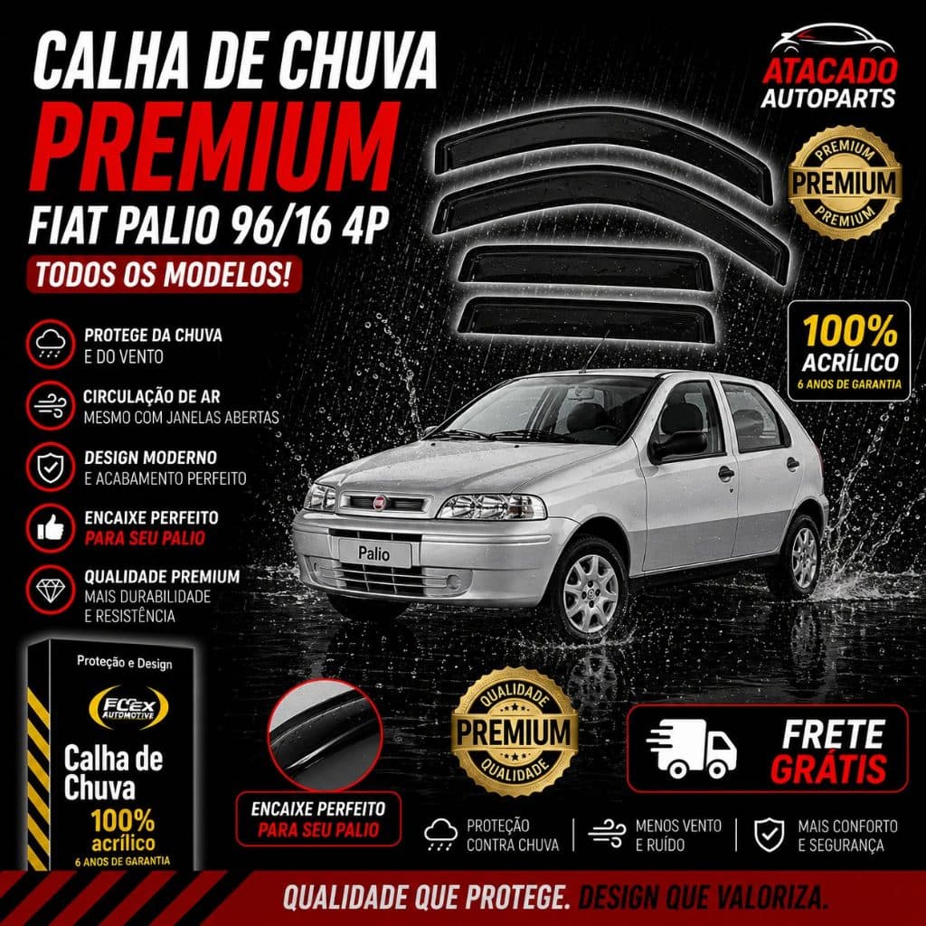 Defletor Calha de Chuva Palio Antigo Siena Wekeend Adv 1996 a 2013 4 Portas Ecoflex Orignal Fume
