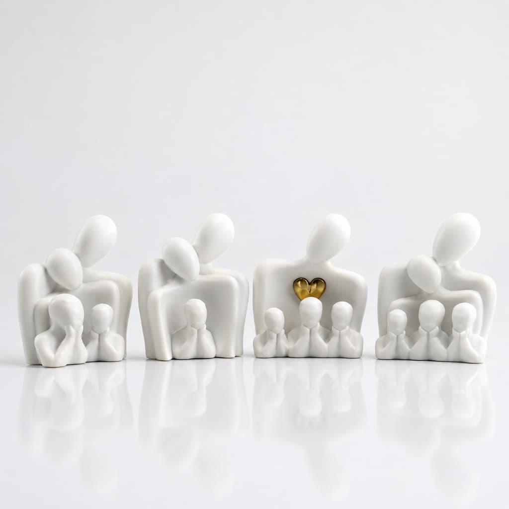 Escultura Família Protegida Minimalista – Amor, União e Proteção em Forma de Arte Sofisticada | Eternize sua Família