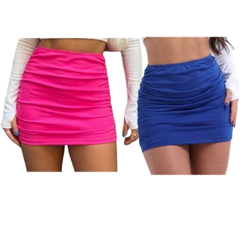 Kit 2 Mini Saia Feminina Drapeada nas Laterais Curta Moda Gringa Blogueira Suplex Balada e Dia a Dia