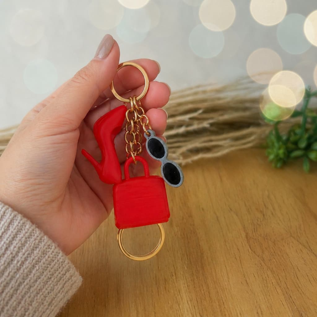 Chaveiro Estilo Miranda Temático Inspirado no Filme Bag Charm Moda Tendencia 3 peças Pingentes Chaveiro Charm