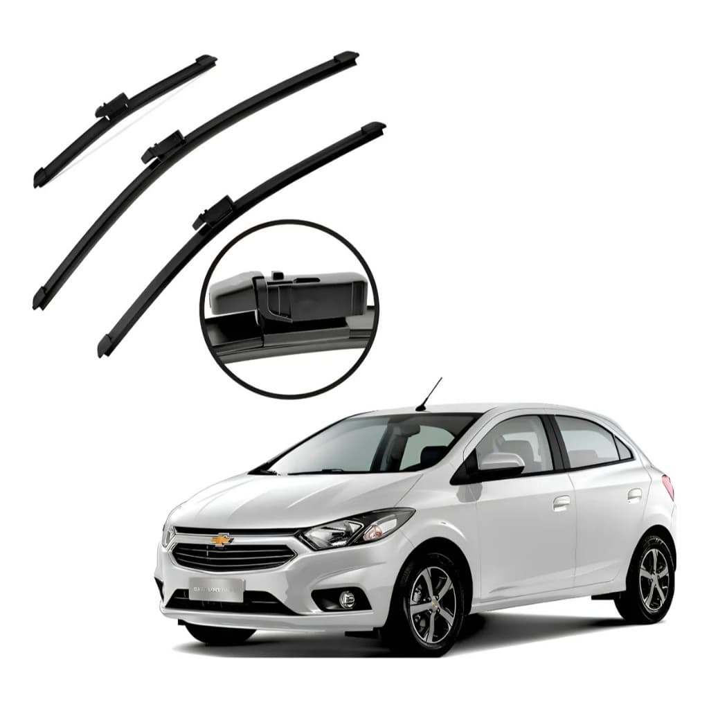 Kit Palhetas Limpador de Parabrisa Chevrolet Onix 2013 a 2017 Diant + Traseira