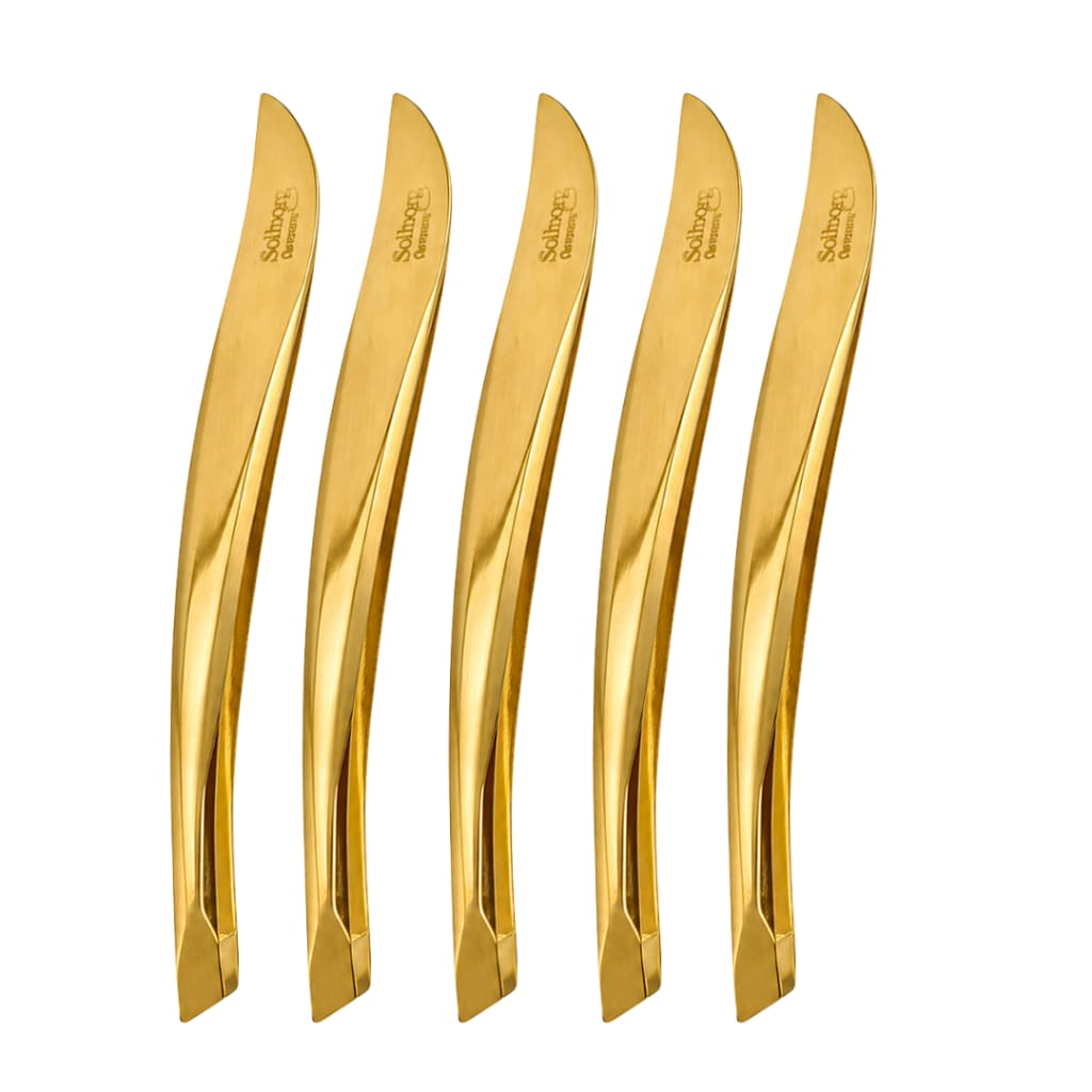 Kit 5 Pinças Solingen Profissional Chanfrada Folha Designer Sobrancelhas