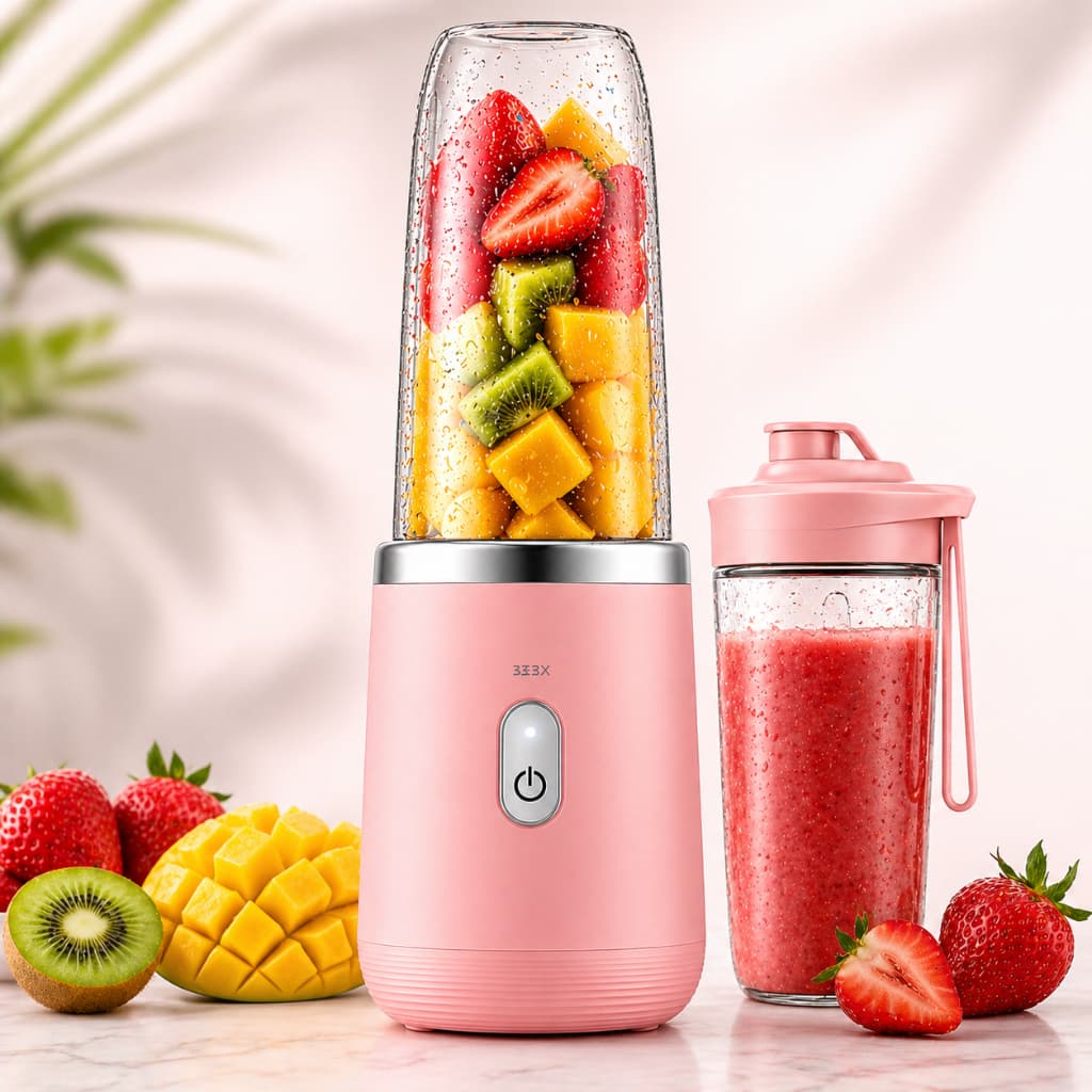 Mini Liquidificador Portátil USB 400ml 6 Lâminas Copo Extra  Shake, Suco Smoothie em Qualquer Lugar