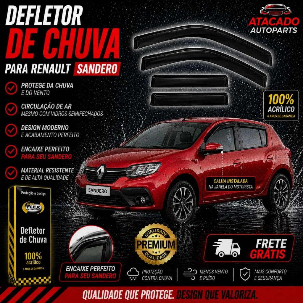Calha De Chuva Deletor Sandero 2014 A 2025 4 Portas Original Ecoflex Fume