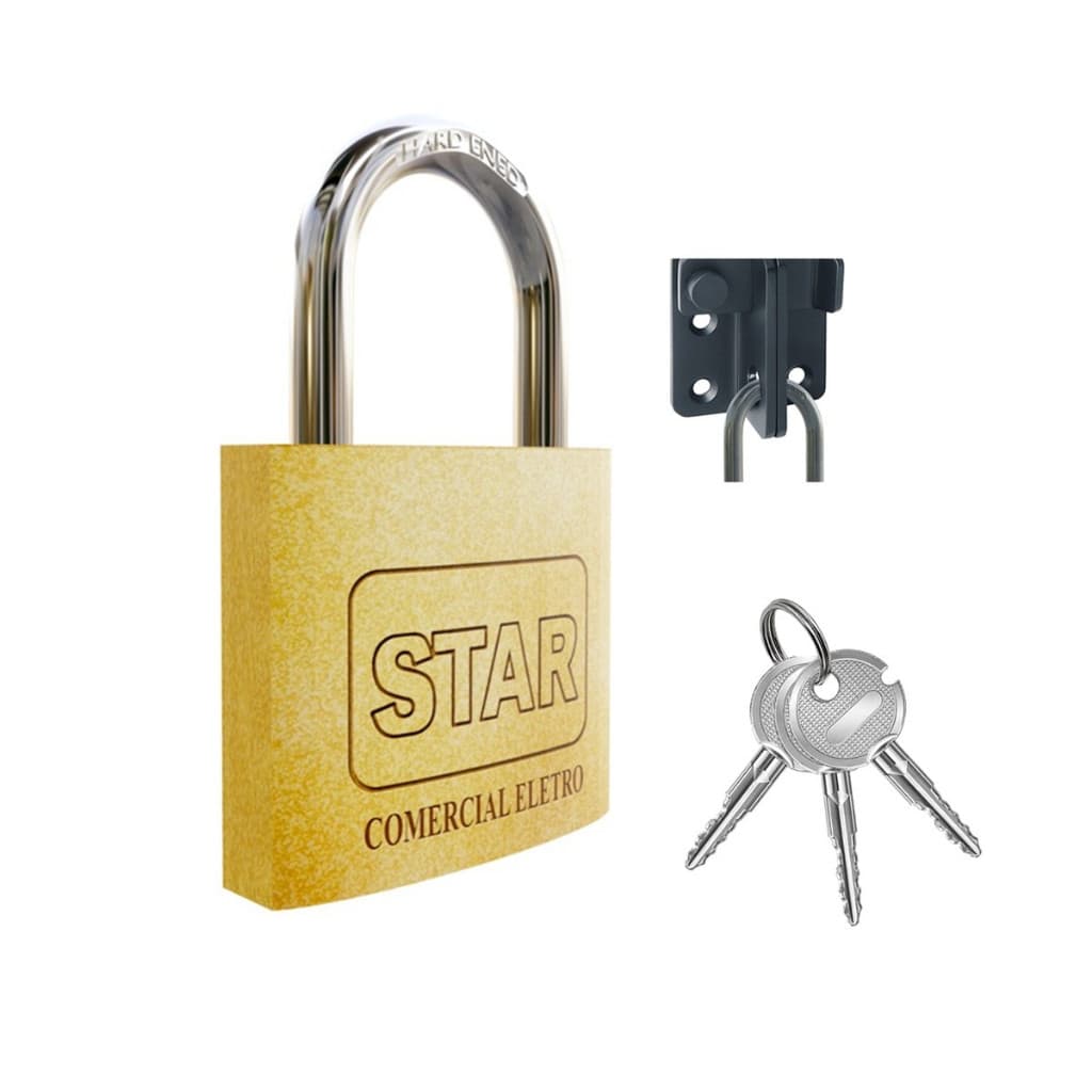 Cadeado Star 50mm Chave Tetra Prevenção Antifurto Para Portão Armario Corrente Vitrine Ferrolho