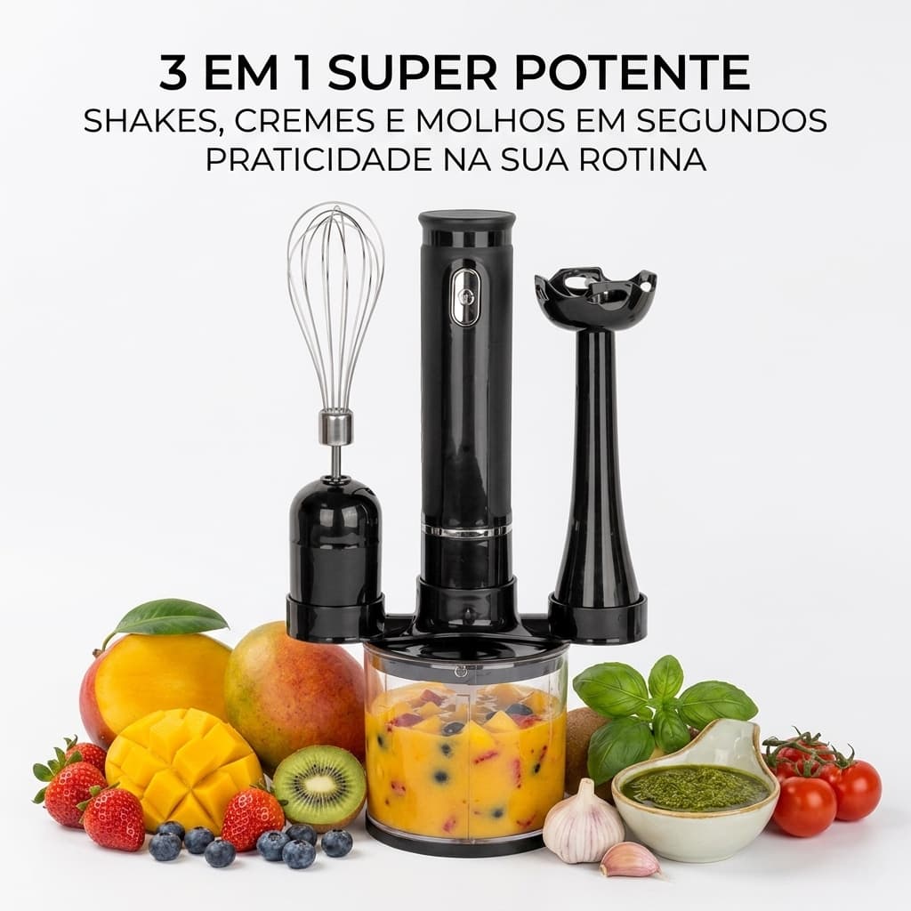Kit 3 em 1 processador, fuet, mixer doméstico mini processador 200W/220V- sortida