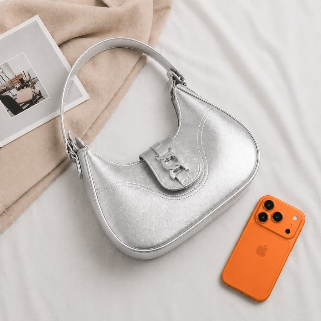 Bolsa feminina de ombro elegante meia lua alça lateral ajustável bolsa pequena