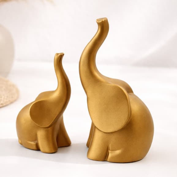 Elefante e Filhote Decoração Mâe e Filho(a) decorativo Simbolo de proteção sorte e prosperidade Dia dos Namorados