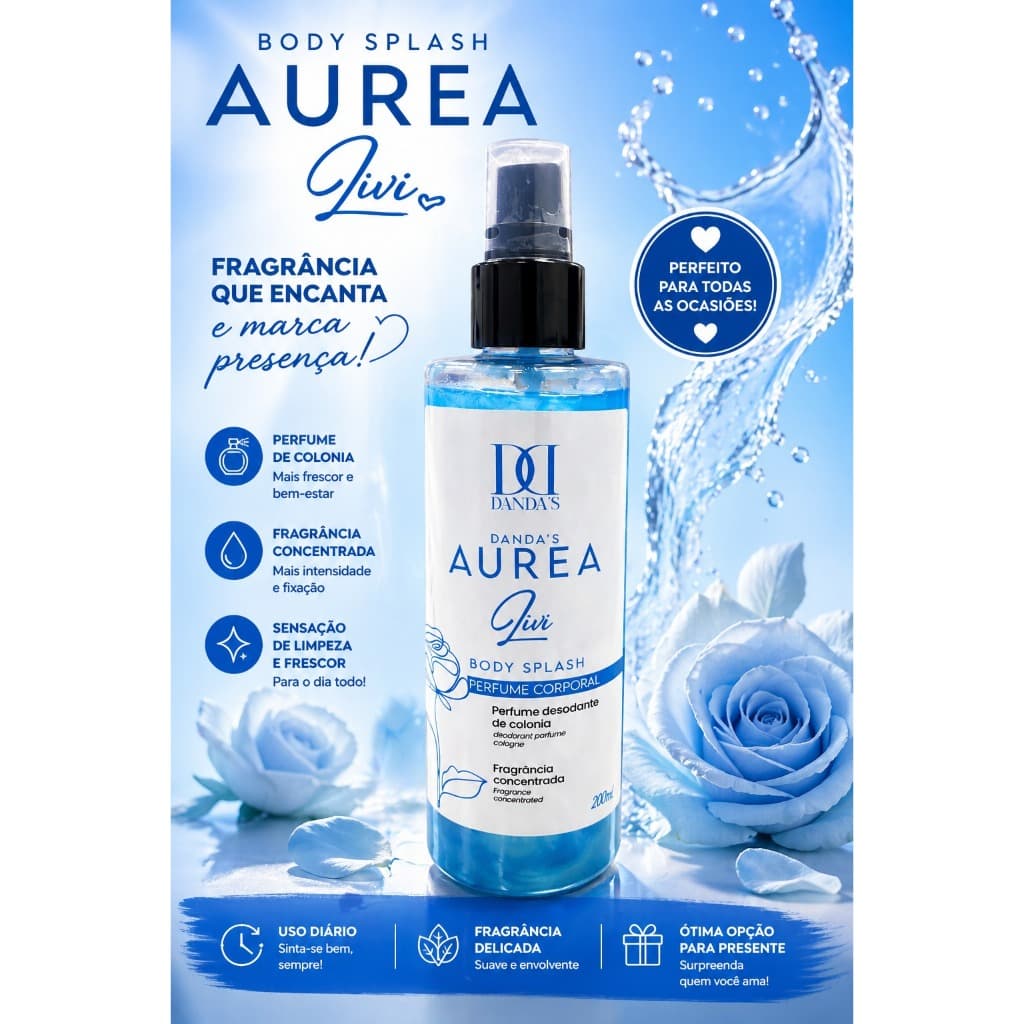 Body Splash AUREA Givi 250ml – Perfume Refrescante e Marcante | Sensação de Frescor o Dia Todo