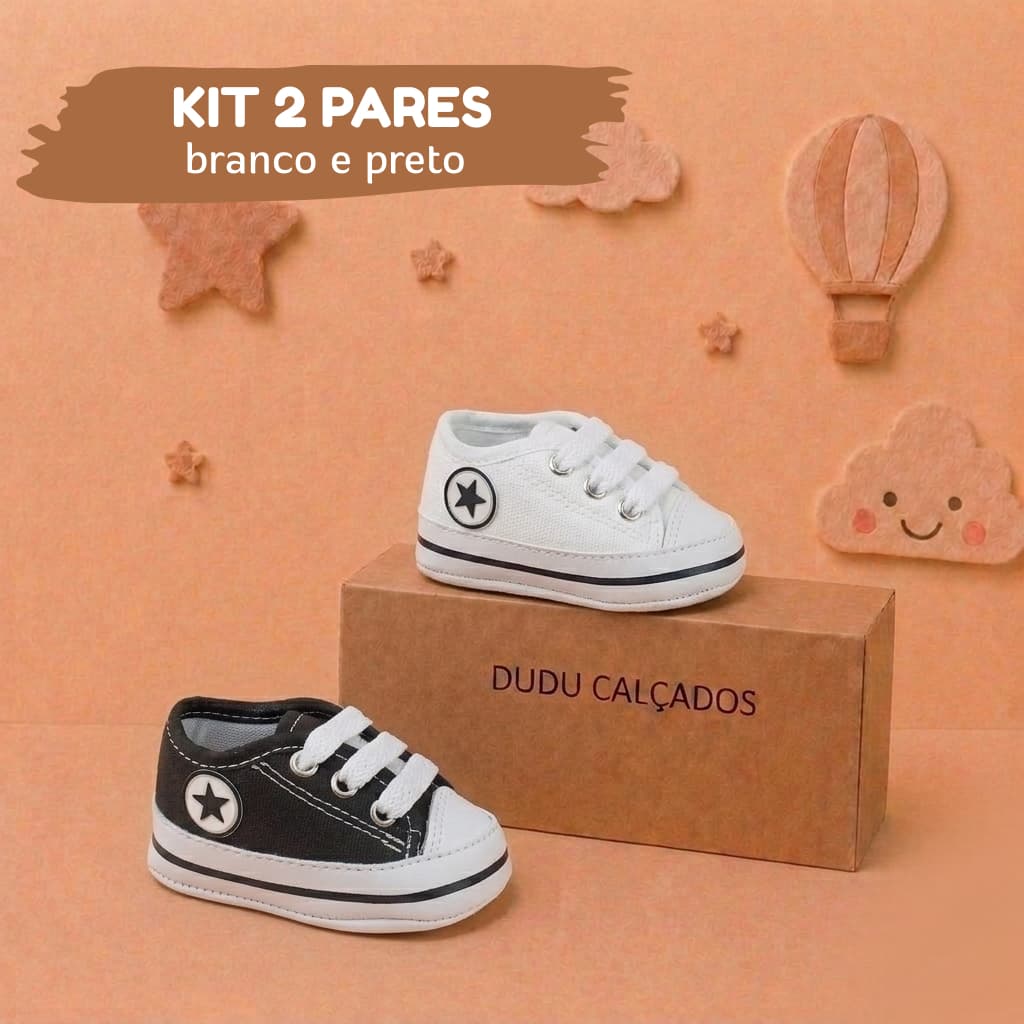 Kit 2 Pares Tênis Cano Baixo Bebê Recém-Nascido Estilo Casual Confortável