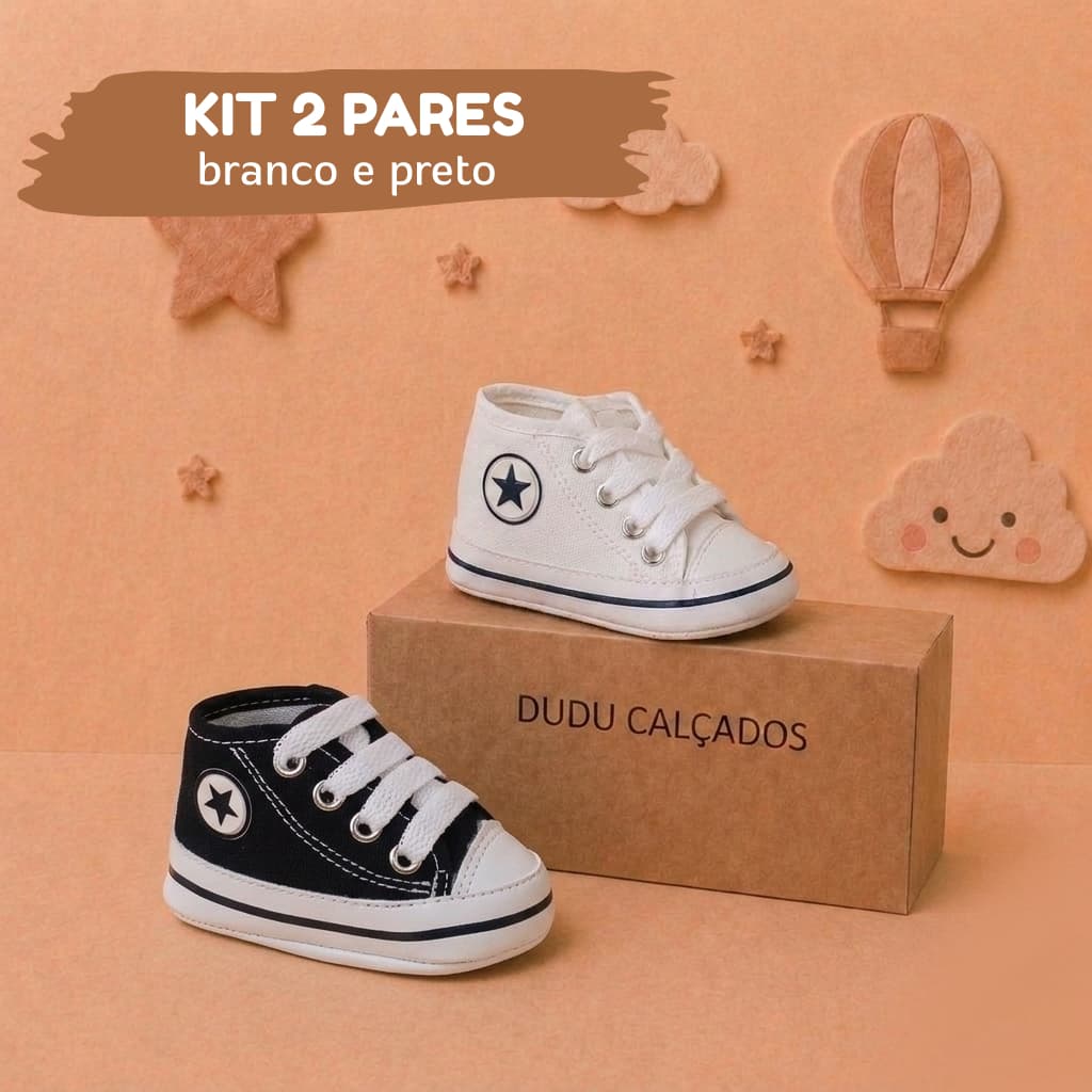 Kit Tênis Bebê Cano Alto 2 Pares RN Conforto e Segurança