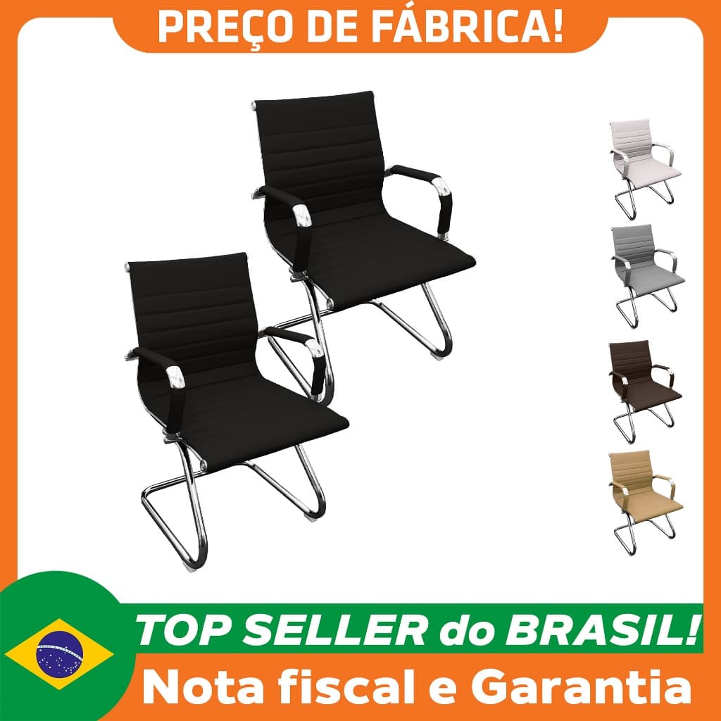 Kit 2 Cadeiras Presidente Esteirinha Baixa com base fixa Conforto