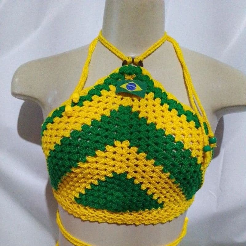 Top Crochê Brasil 🇧🇷 Estilo Praia / Carnaval | Leve, Fresco e Estiloso