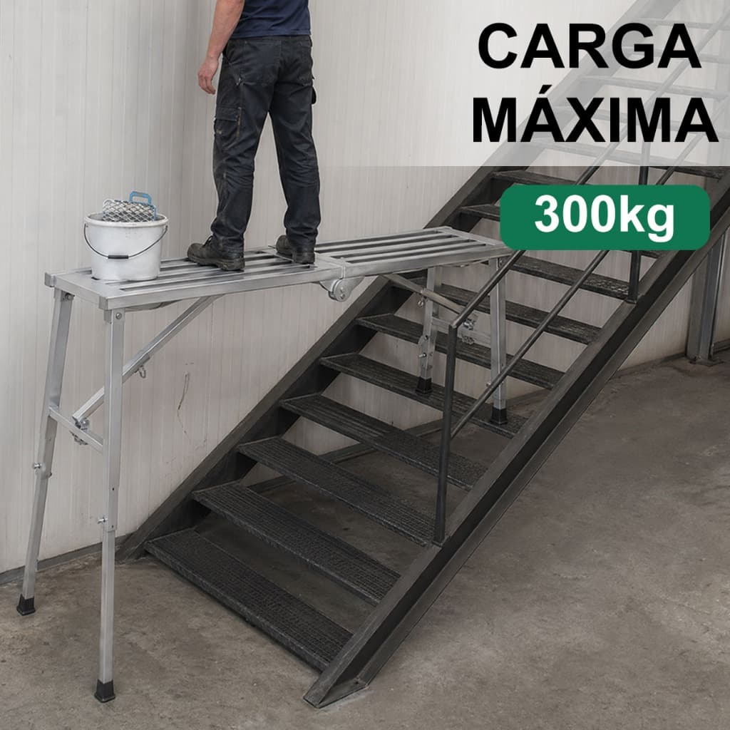 🔥120x29x(60-85)cm🔥Andaimes de Construção 300KG Plataforma Multiuso Dobrável Banqueta Escada Aço Carbono