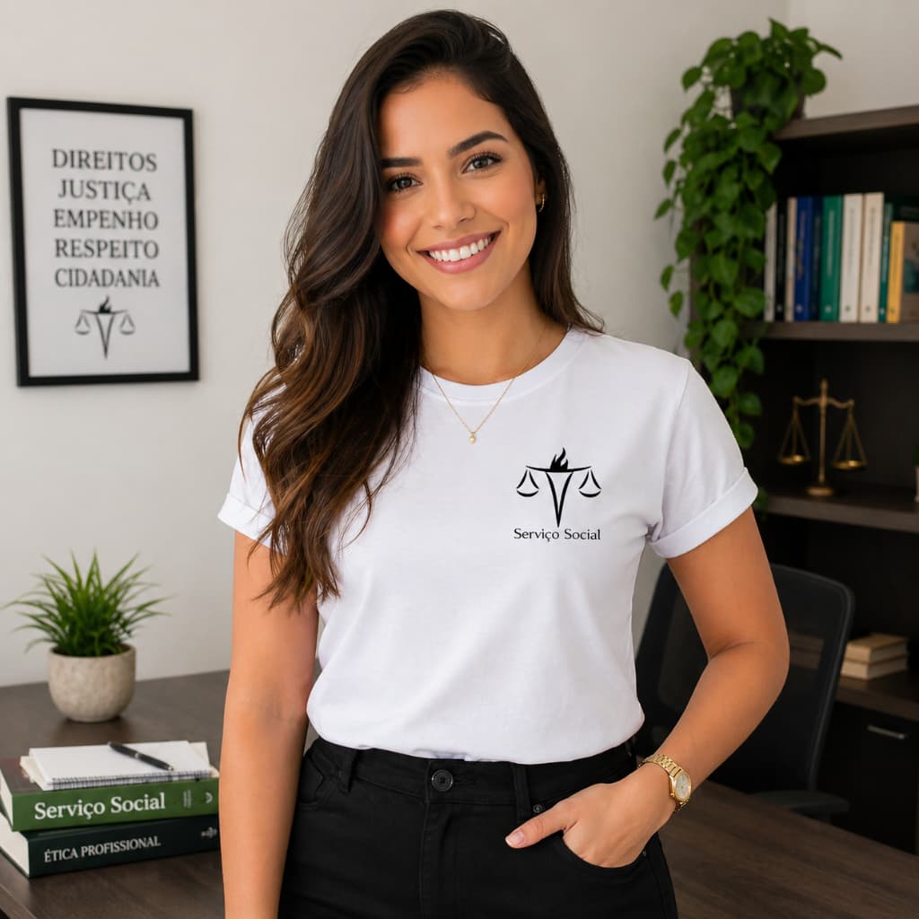 Camiseta  Serviço Social Unissex Faculdade Profissão Algodão 30.1