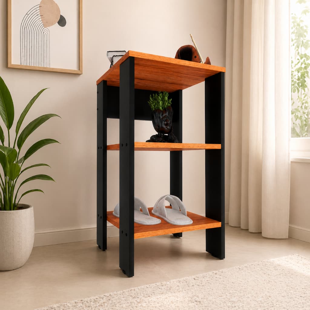 Mesa de Cabeceira com 2 Nichos e Organizador Prático para Quarto