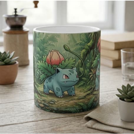 Caneca Pokémon Bulbasaur e Venusaur 325ml | Personalizada | Presente Criativo Anime