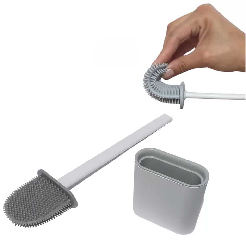 Escova de Silicone Para Limpeza de Vaso Sanitário Privada Banheiro Com Suporte de Parede