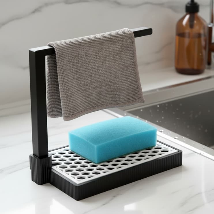 Organizador Pia Porta Detergente Esponja Suporte Pano Bancada Cozinha Escorredor Premium Minimalista Decoracao Sabao Lar