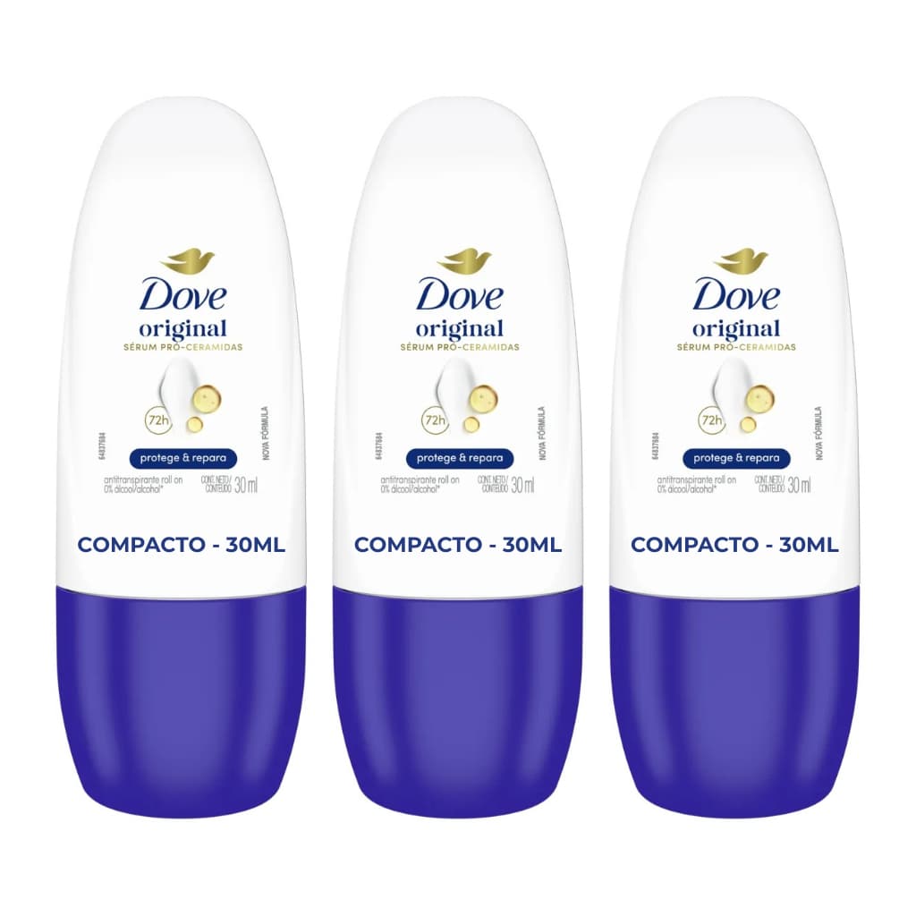 Kit 03un Desodorante Antitranspirante Roll-On Compacto Dove Original 30ml