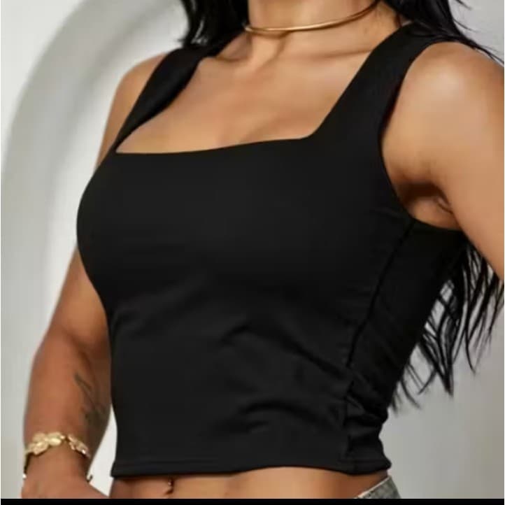 Cropped  Feminino Decote Quadrado Regata confortavel