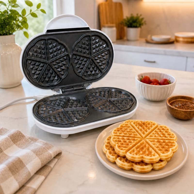 RAF Máquina de Waffle branca 220V antiaderente Rápida Fácil de Usar