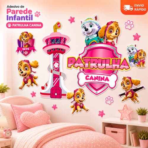 vo de Parede Infantil Skye da Patrulha Canina Decoração Quarto Infantil da Patrulha Canina Skye