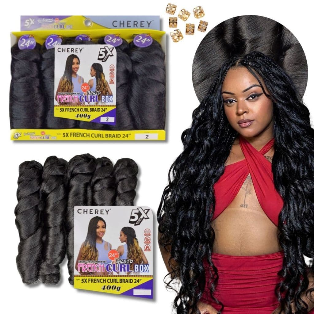Cabelo 400g Crochet Fio a Fio French Curl Braids Boho Ondulado Tranças com Cachos