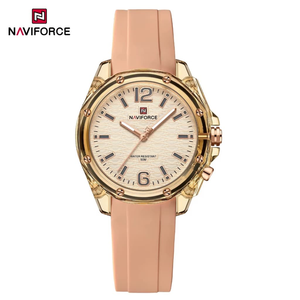 Relogio Feminino Naviforce 6103 Silicone Confortável 37mm 5ATM 1 Ano de Garantia