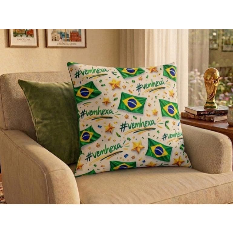 Capa de Almofada Brasil Premium 💚 Toque Sofisticado para Sala e Quarto