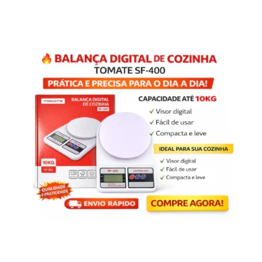 Balança Digital Cozinha SF-400 10kg LCD Precisão Alta Compacta
