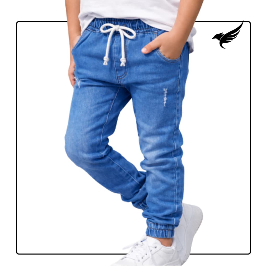 Calça Jeans Sarja Jogger Infantil Menino