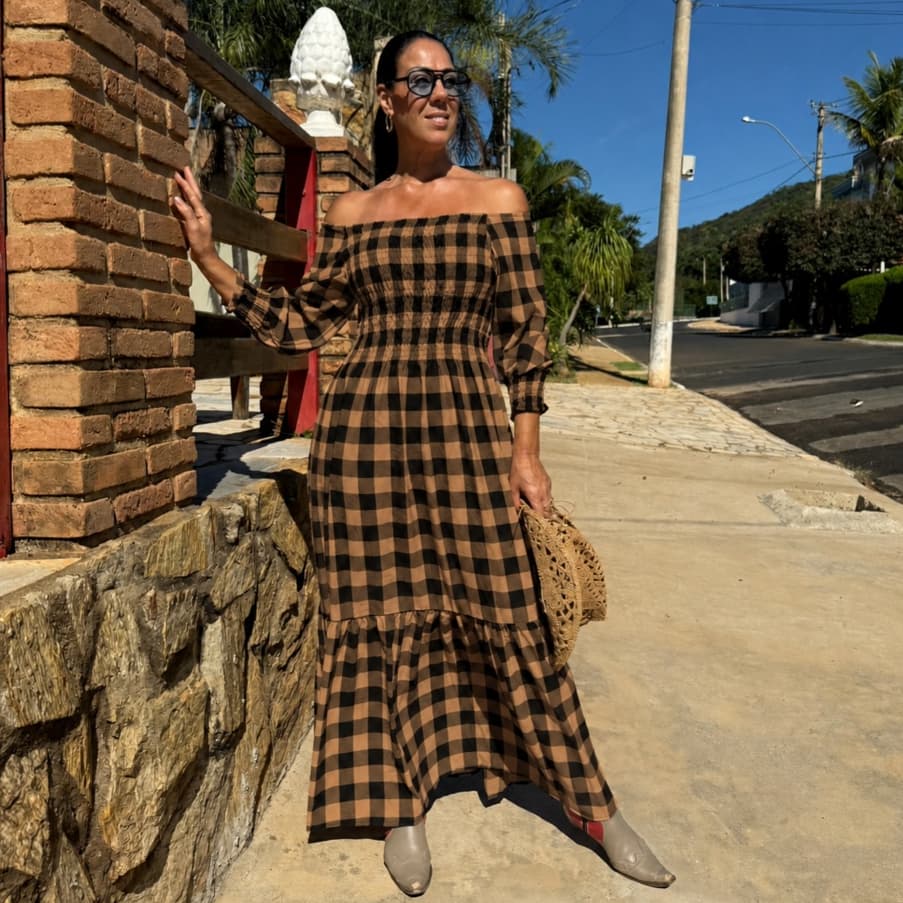 Vestido Xadrez Multiuso Vestidopara festa junina ajustável acinturado promoção envio imediato