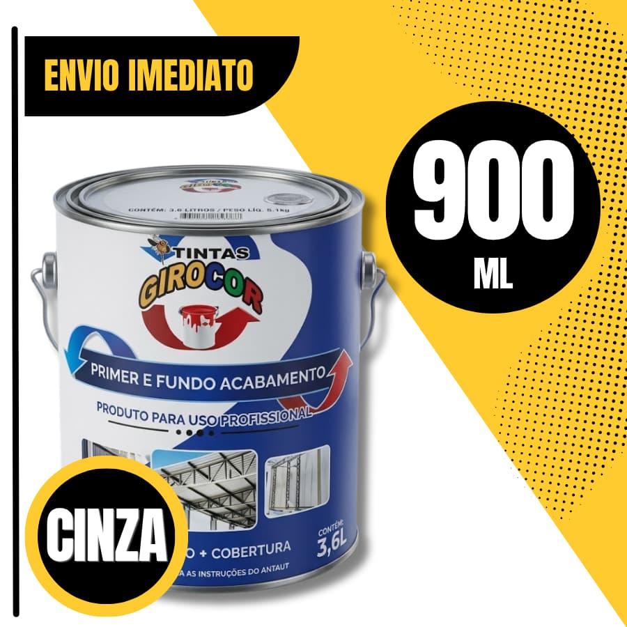 Zarcão Primer 900ML Fundo Preparador Linha Premium Cinza Médio
