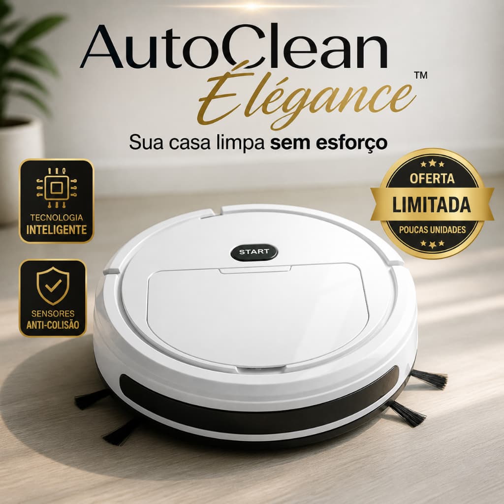Robô Aspirador Inteligente AutoClean Élégance Recarregável 2800Pa Limpeza Automática Casa