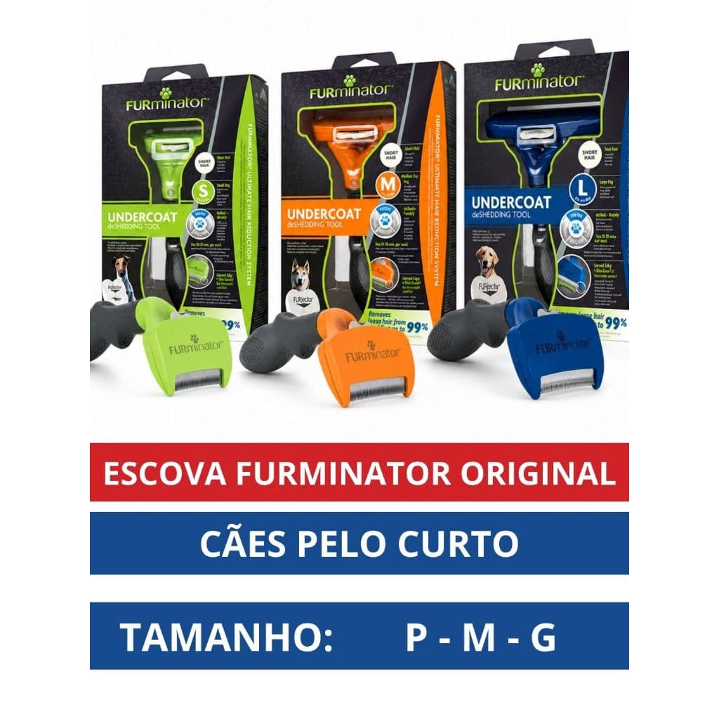 Escova Furminator Cães de Pelo Curto - Tamanho P, M ou G