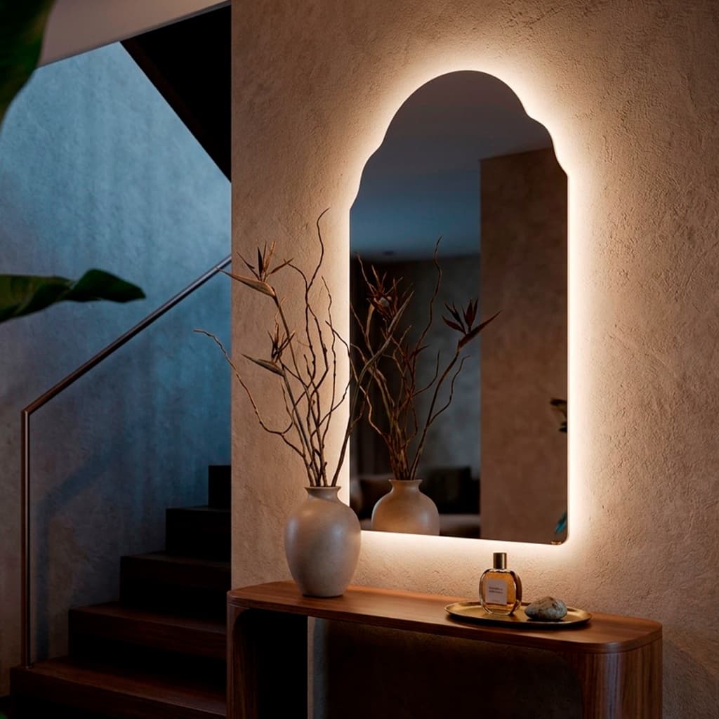Espelho de Parede com Led Marrocos 110x60cm Espelho Decorativo Sala Quarto Banheiro Escritório