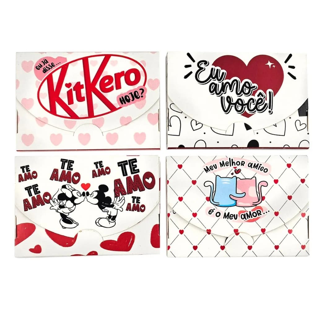 10 Caixas para Kit Kat Tema Amor - Dia dos Namorados